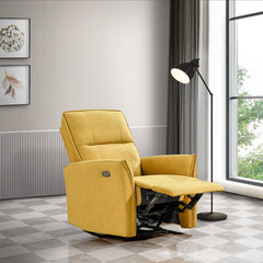 Elegant Style Asheville Dark Yellow Suede Recliner Chair 41" H x 33" W x 29"D for Living Room Apartment Office Study Room