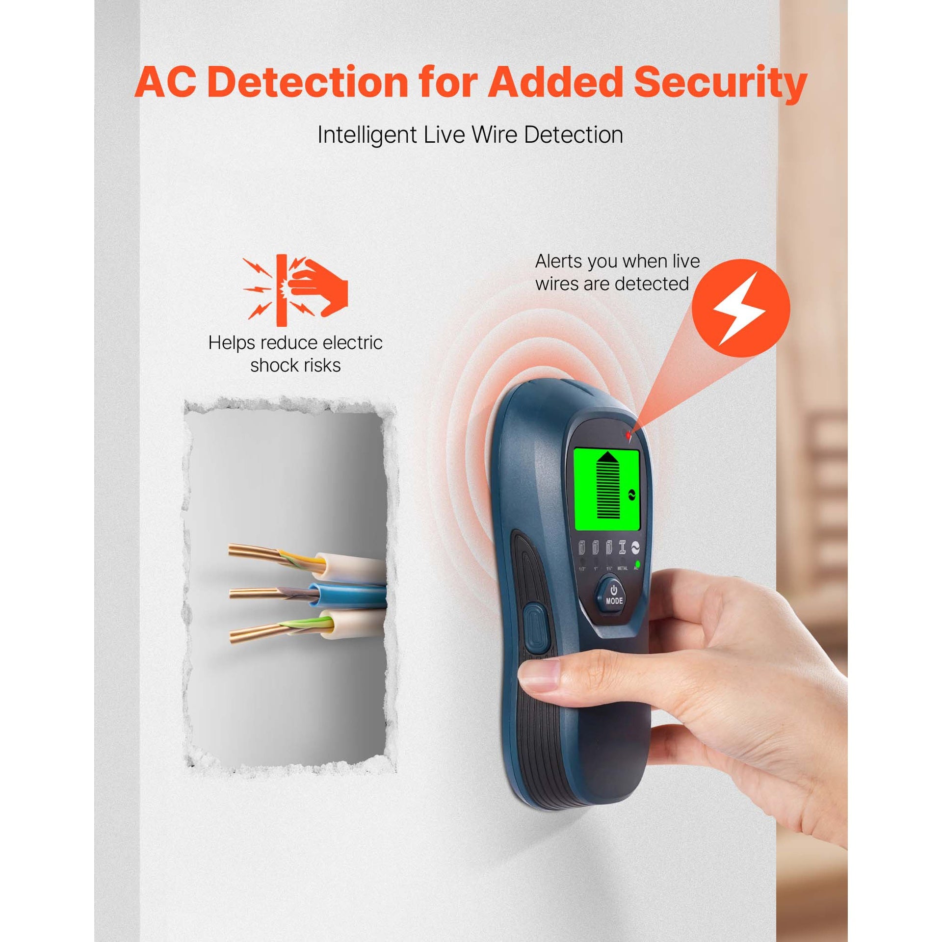Stud Finder Wall Scanner, 5 in 1, Electronic Wall Stud Detector with Smart Sensor, High-Definition LCD Display and Audio Alarm, for the Center and Edge of Metal, AC Wire, Joists, Pipes, Blue
