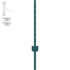 3 Feet Fence Post 10 Pack T-Post Heavy Duty Metal Fence Posts Green