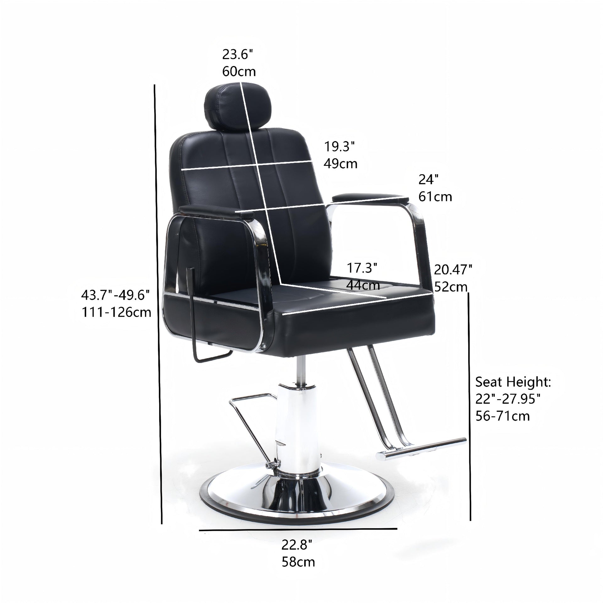 90°-150° Reclining Salon Chair for Hair Stylist, Heavy Duty Hydraulic Pump 360°Swivel Barber Chairs for Barbershop Salon -BLACK