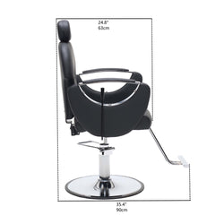 Barber Salon Chair for Hair Stylist, Height Adjustable Hydraulic Hair Reclining Salon Chairs, 360 Degrees Rotation, Multi-Function Shampoo Chair for Barbershop (Modern Black)