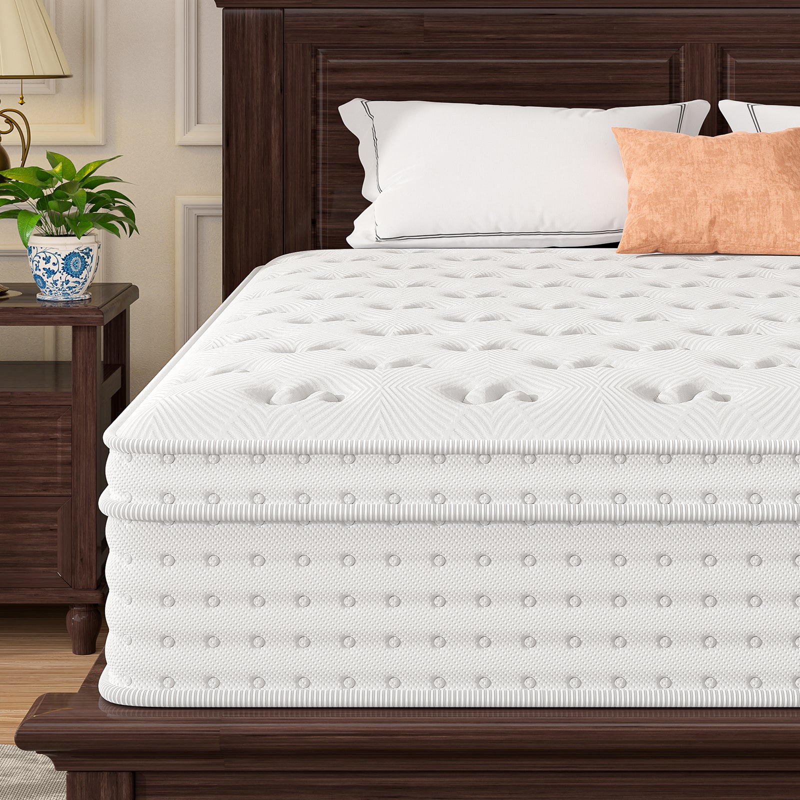 12'' Hybrid Mattress - Full, Memory Foam & Pocket Springs for Pressure Relief, Fiberglass Free Ergonomic Home White
