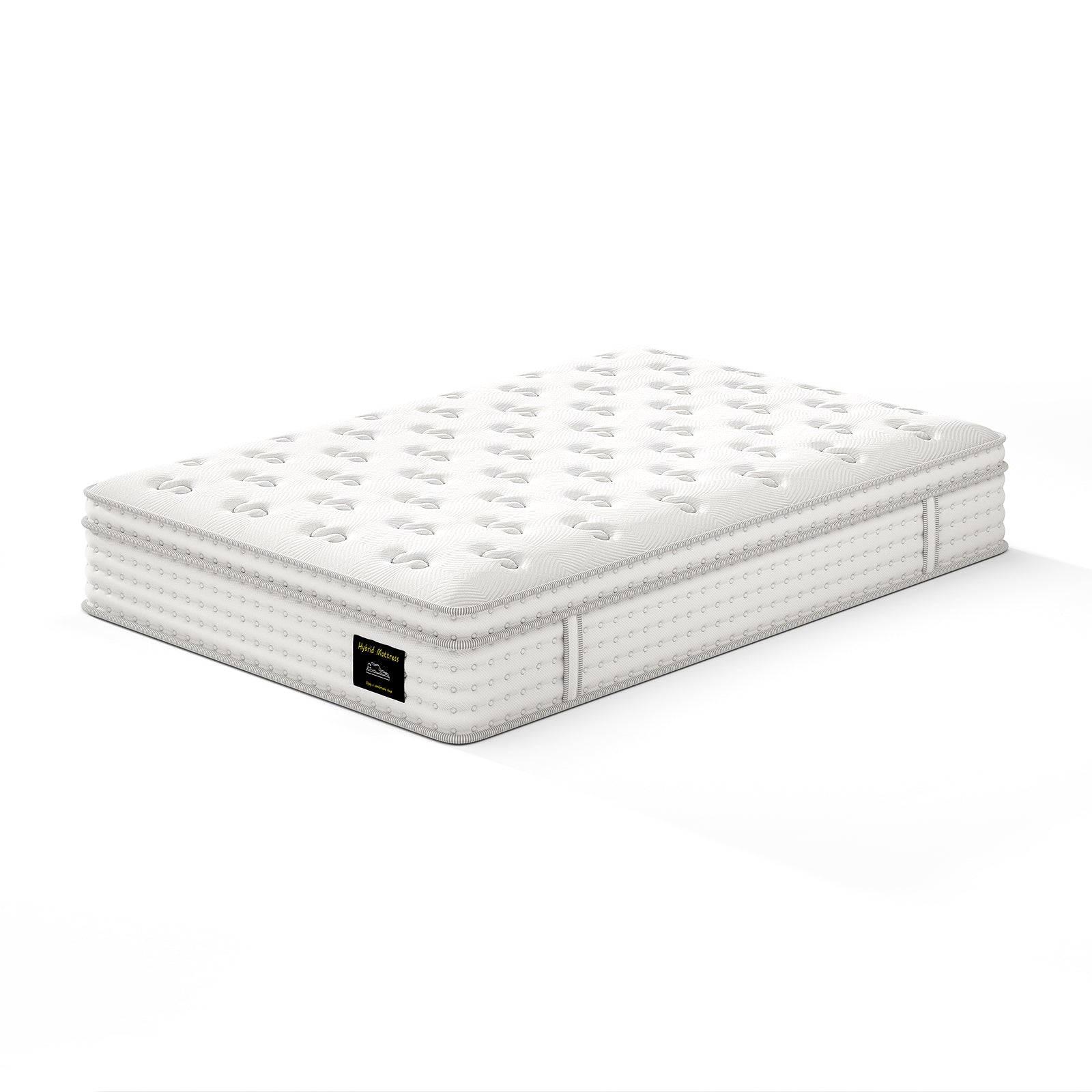 12'' Hybrid Mattress - Full, Memory Foam & Pocket Springs for Pressure Relief, Fiberglass Free Ergonomic Home White