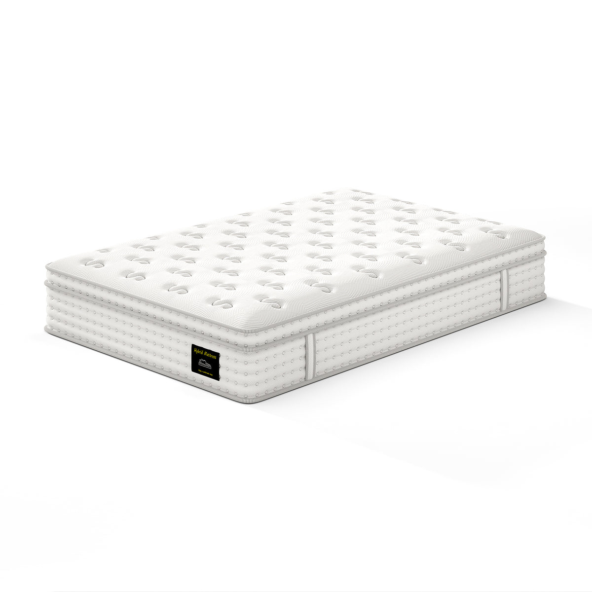 12'' Hybrid Mattress - Full, Memory Foam & Pocket Springs for Pressure Relief, Fiberglass Free Ergonomic Home White