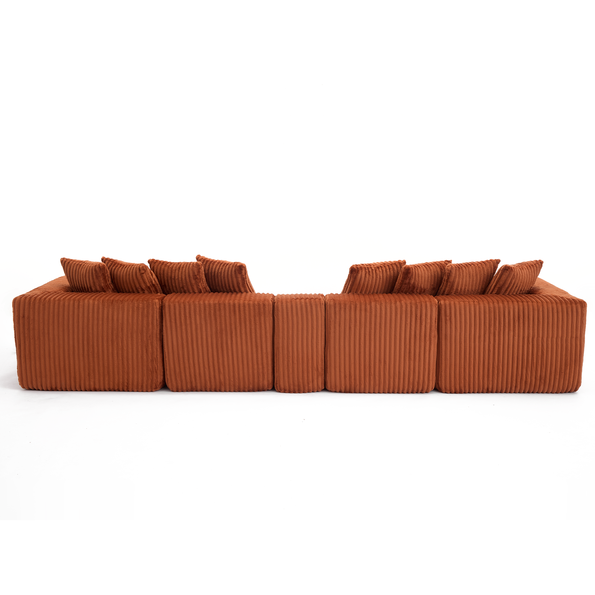 [NEW ARRIVED] [VIDEO PROVIDED] 137.5" U Shaped  Sofa , USB & Wireless Charge, Coffee Table Board With a Cup Holder, Oversize Movable Modular Sofa,Movable Footstool,No Assembly,6 Seats,Corduroy,Orange