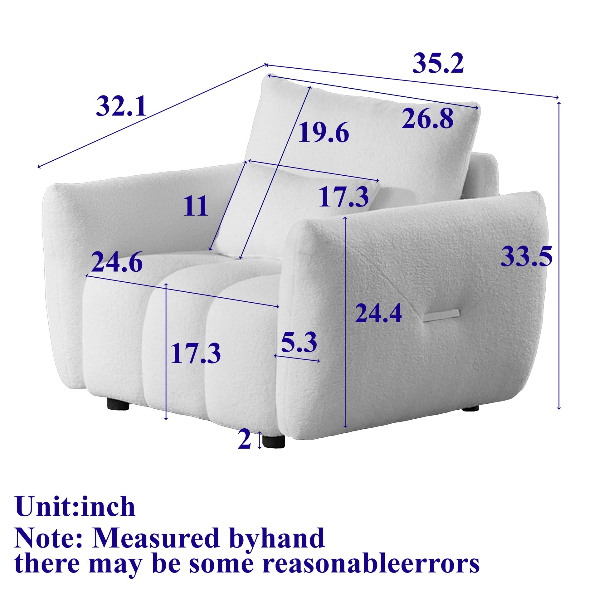 MH35.2'' Teddy Fabric Sofa, Modern Lounge Chair for Apartment, Office, Living Room and Bedroom black