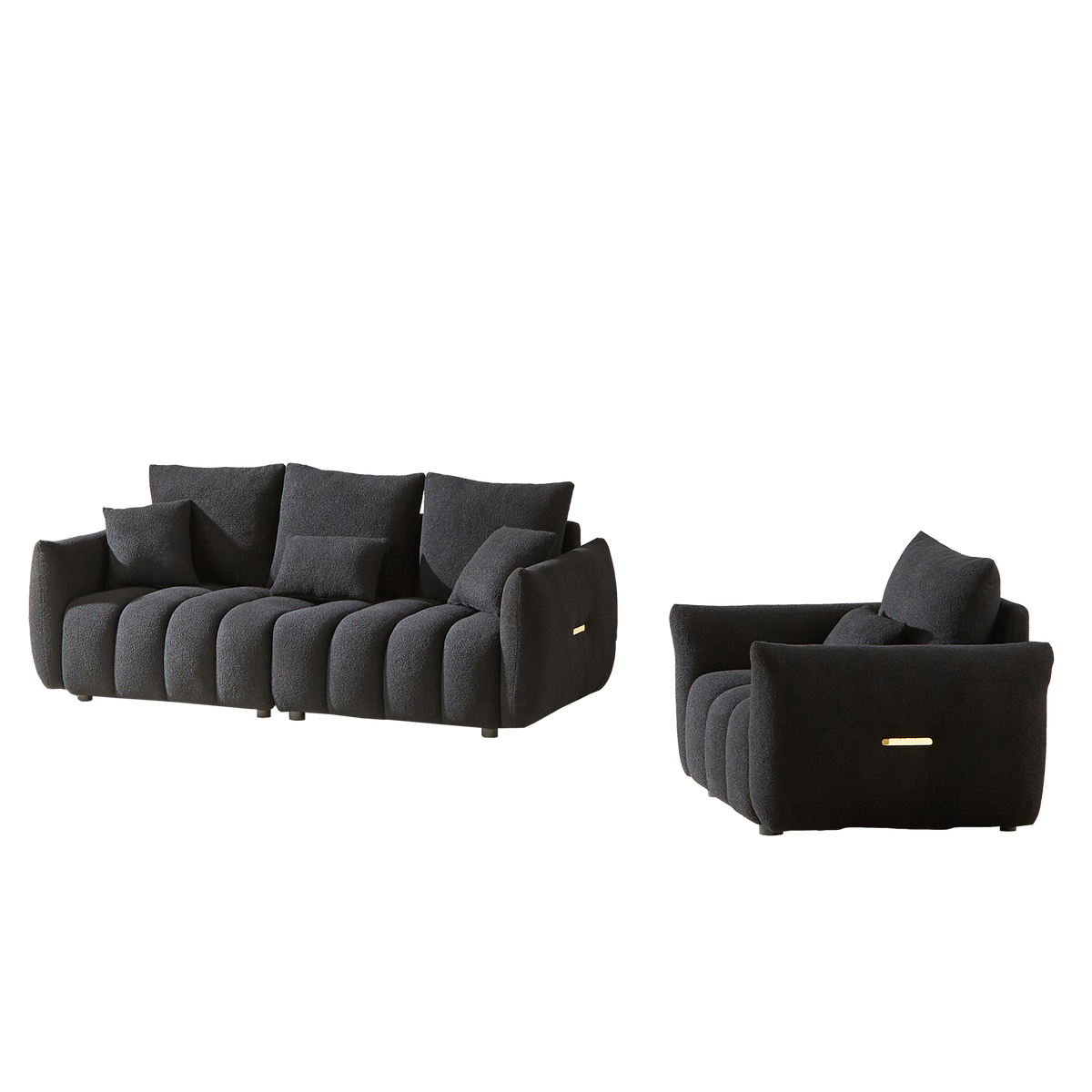 3 Seater + 1 Seater Combo Sofa Modern Living Room Sofa, Teddy Sofa, Wooden Frame, 4 Cushions, Apartment Sofa Furniture