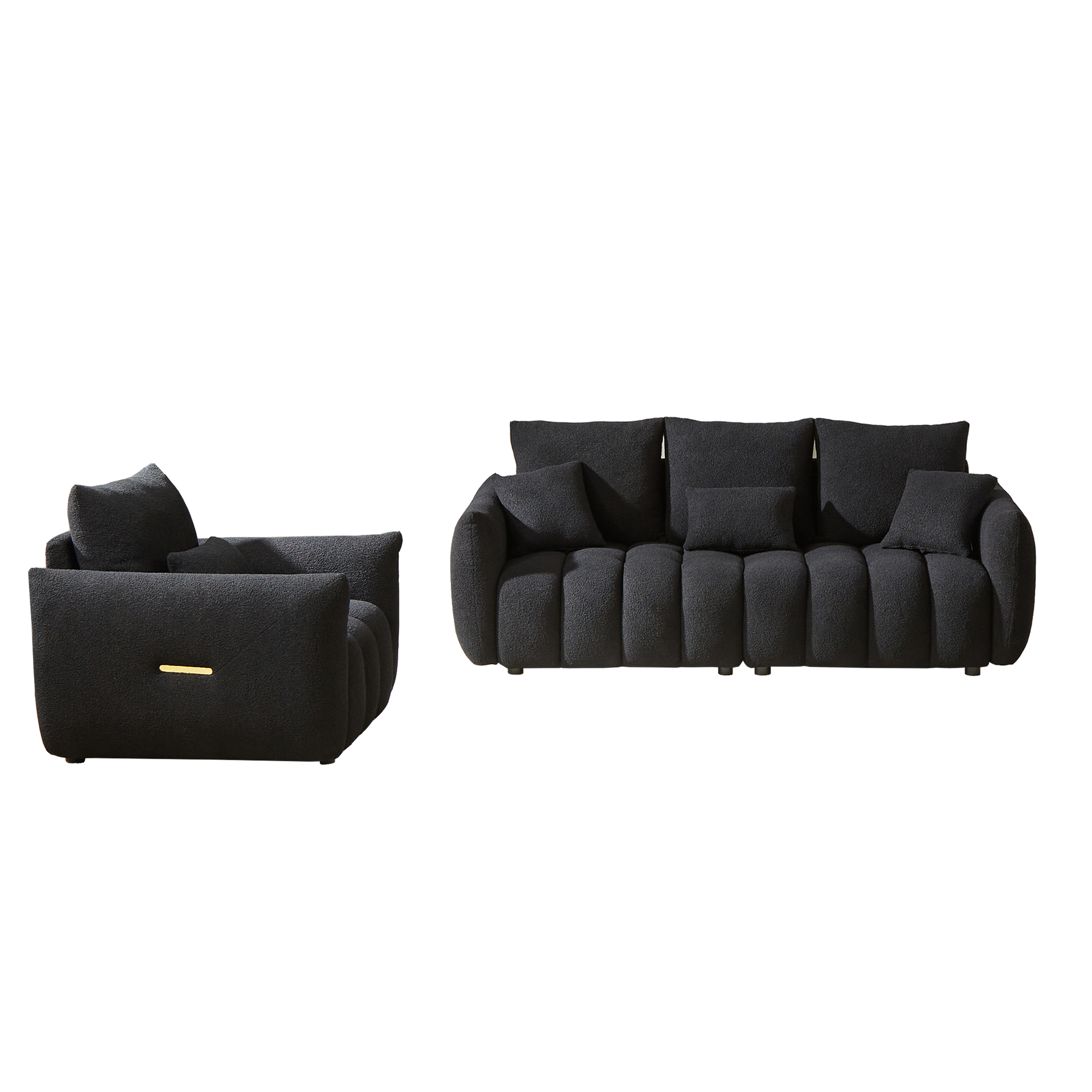 3 Seater + 1 Seater Combo Sofa Modern Living Room Sofa, Teddy Sofa, Wooden Frame, 4 Cushions, Apartment Sofa Furniture