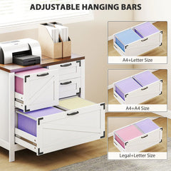 Farmhouse File Cabinet with 4 Drawers Lateral Filing Cabinet
