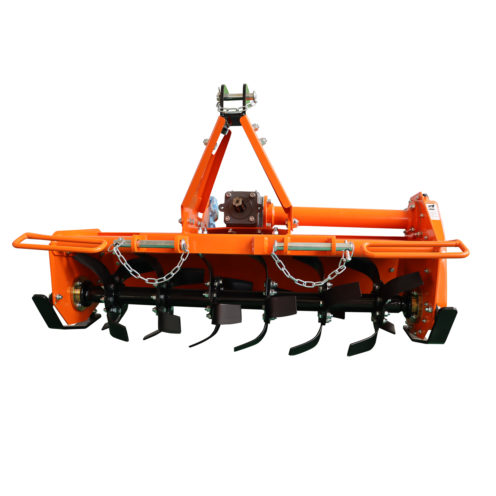 Attachments 3 Point 49" Rotary Tiller Attachment Fits Cat 1 Tractors,, Single Speed PTO Driven Cultivator with a 540 RPM Gearbox, Replaceable L-Shaped Tines Work 5" Deep