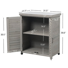 Potting Bench with Storage Cabinet and Metal Table Top for Outdoor Patio, Garden Furniture Wood Workstation Grey 31.5x17x36''
