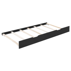 Full Size Wood Daybed with Twin Size Trundle,Desk,LED light and USB,Black+Red