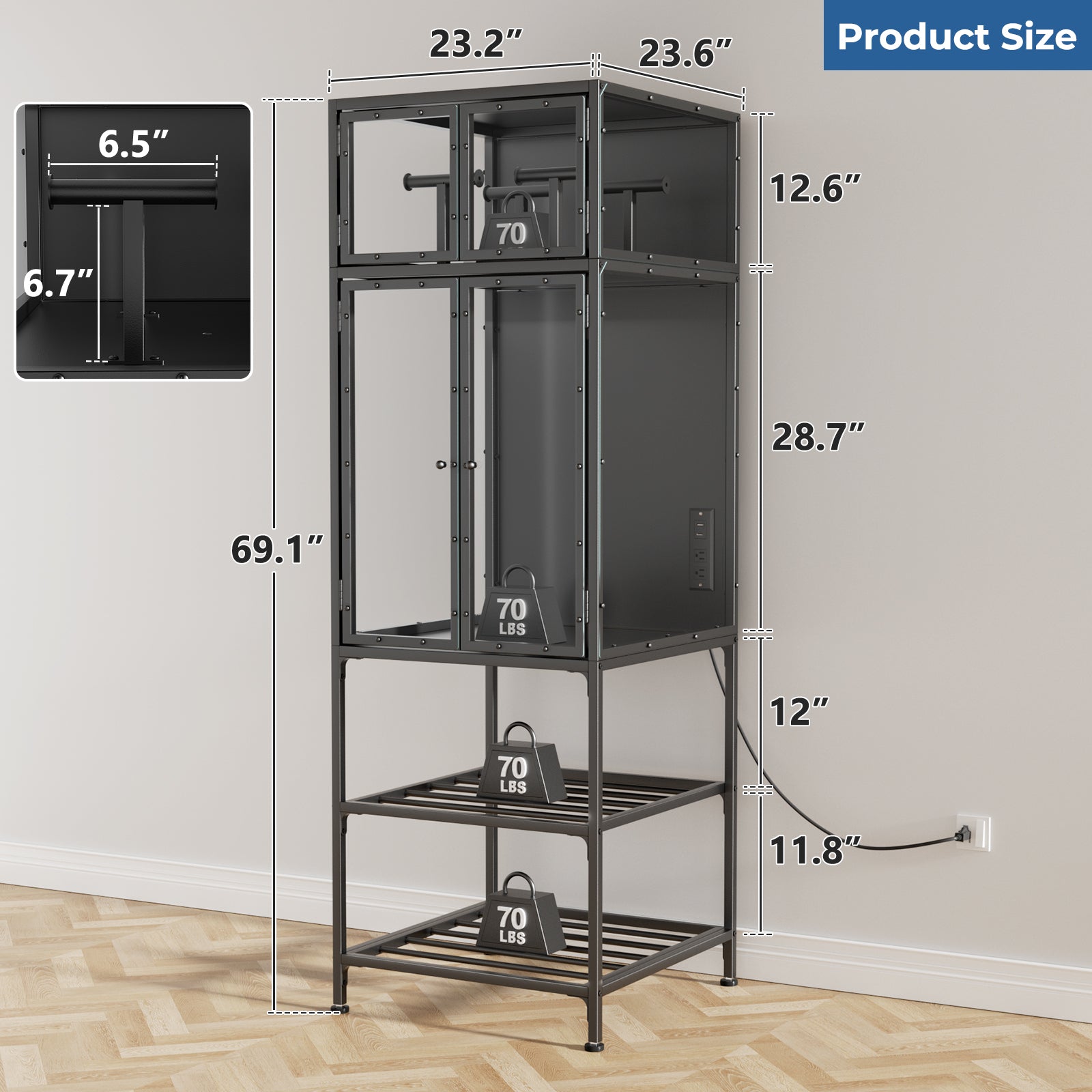 3D Printer Cabinet with Double Layer 3D Printer Filament Storage Rack, T-Shaped Filament Bar & Noise-Reducing, Dust-Proof Design, Suitable for Studio, Office Storage and Organization