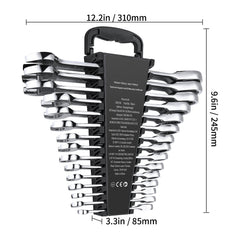 Combination Wrench Set 30 PCS SAE 1/4" to 1", Metric 8mm to 24mm Organizer Rack