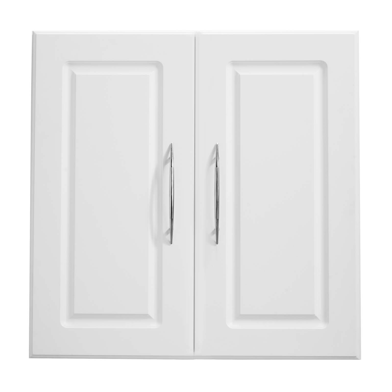 Laundry Room Wall Cabinet, 2-Tier Wall Mounted Hanging Cabinet with Adjustable Shelf, Cupboard Storage with 2 Doors, for Kitchen, Bathroom, Laundry, 11.8 x 23.6 x 23.6 in (D x W x H), White