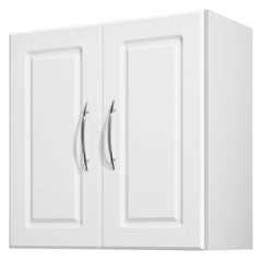 Laundry Room Wall Cabinet, 2-Tier Wall Mounted Hanging Cabinet with Adjustable Shelf, Cupboard Storage with 2 Doors, for Kitchen, Bathroom, Laundry, 11.8 x 23.6 x 23.6 in (D x W x H), White