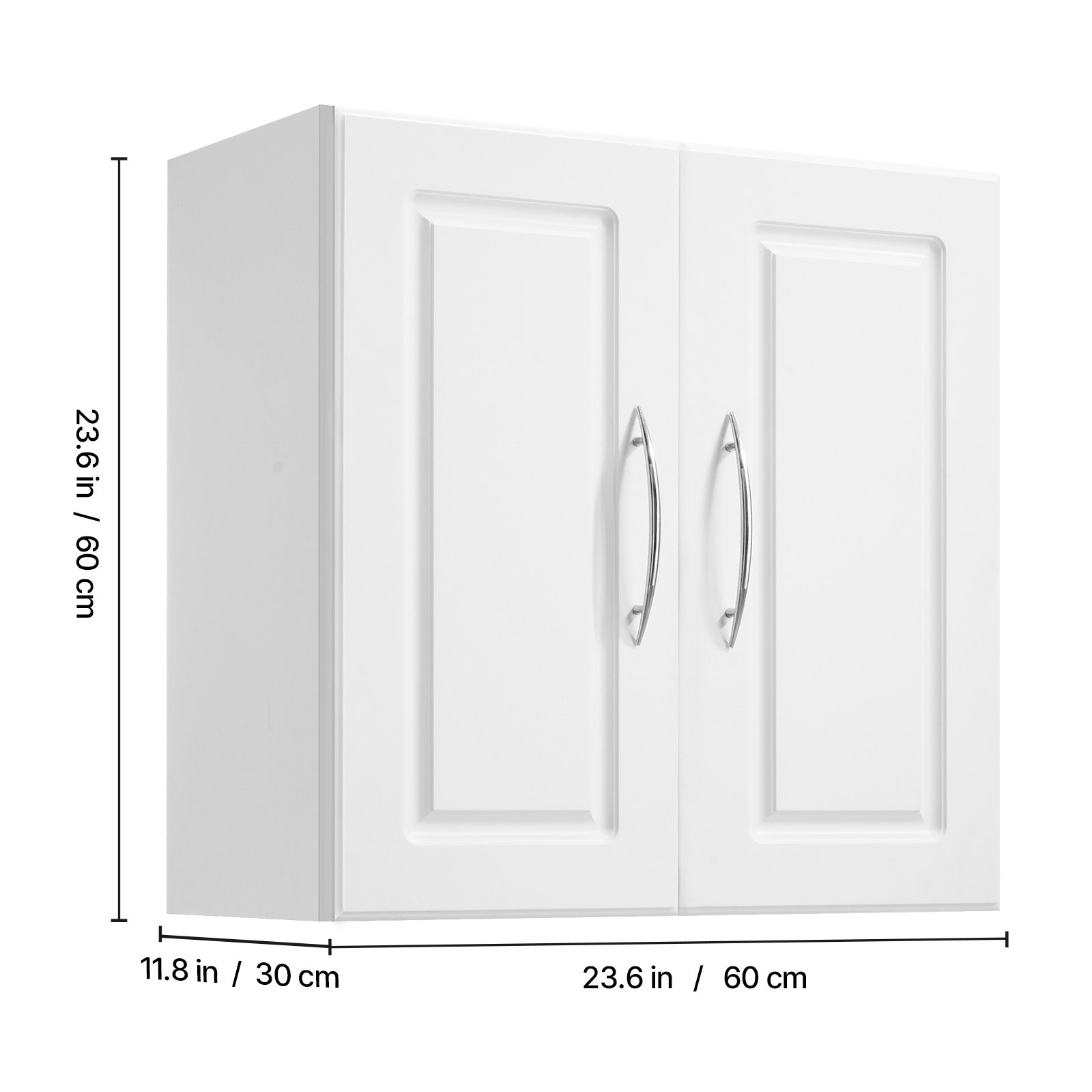 Laundry Room Wall Cabinet, 2-Tier Wall Mounted Hanging Cabinet with Adjustable Shelf, Cupboard Storage with 2 Doors, for Kitchen, Bathroom, Laundry, 11.8 x 23.6 x 23.6 in (D x W x H), White