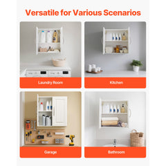 Laundry Room Wall Cabinet, 2-Tier Wall Mounted Hanging Cabinet with Adjustable Shelf, Cupboard Storage with 2 Doors, for Kitchen, Bathroom, Laundry, 11.8 x 23.6 x 23.6 in (D x W x H), White