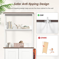Pet Feeding Station with Bowls, Adjustable Panel, Dog Feeding Station with Storage, Pet Feeder Station for Dogs Cats for Feeding & Watering Supplies,Dog feeding station with 2-level shelving White