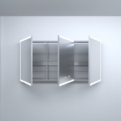 60 in. W x 30 in. H Rectangular Silver Aluminum Recessed/Surface Mount Medicine Cabinet with Mirror LED and Clock