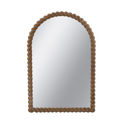 24x35.8" Arched Wall Mirror with Pine Wood Frame, Brown