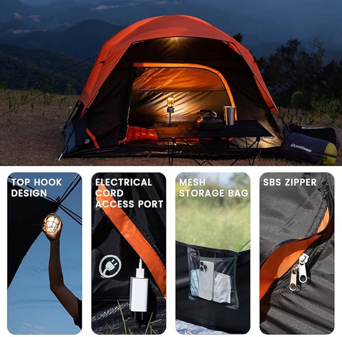 Camping Tent 2/3/4 Person, Waterproof Windproof Double Layer with Rainfly, Easy Setup for Backpacking, Hiking, Mountaineering, Outdoor
