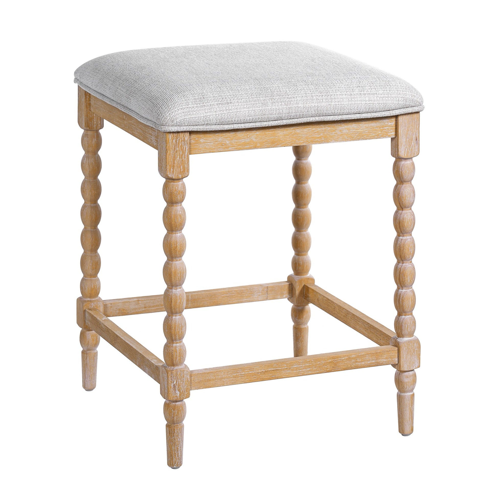 26''Counter Stools,Set of 2 with Upholstered Seat, Solid Acacia wood Frame, Foam-Padded Seat, Open Airy Design for Kitchen Island and Bar, Natural