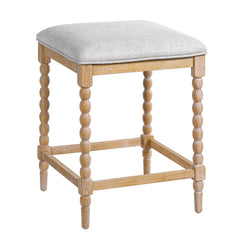 26''Counter Stools,Set of 2 with Upholstered Seat, Solid Acacia wood Frame, Foam-Padded Seat, Open Airy Design for Kitchen Island and Bar, Natural