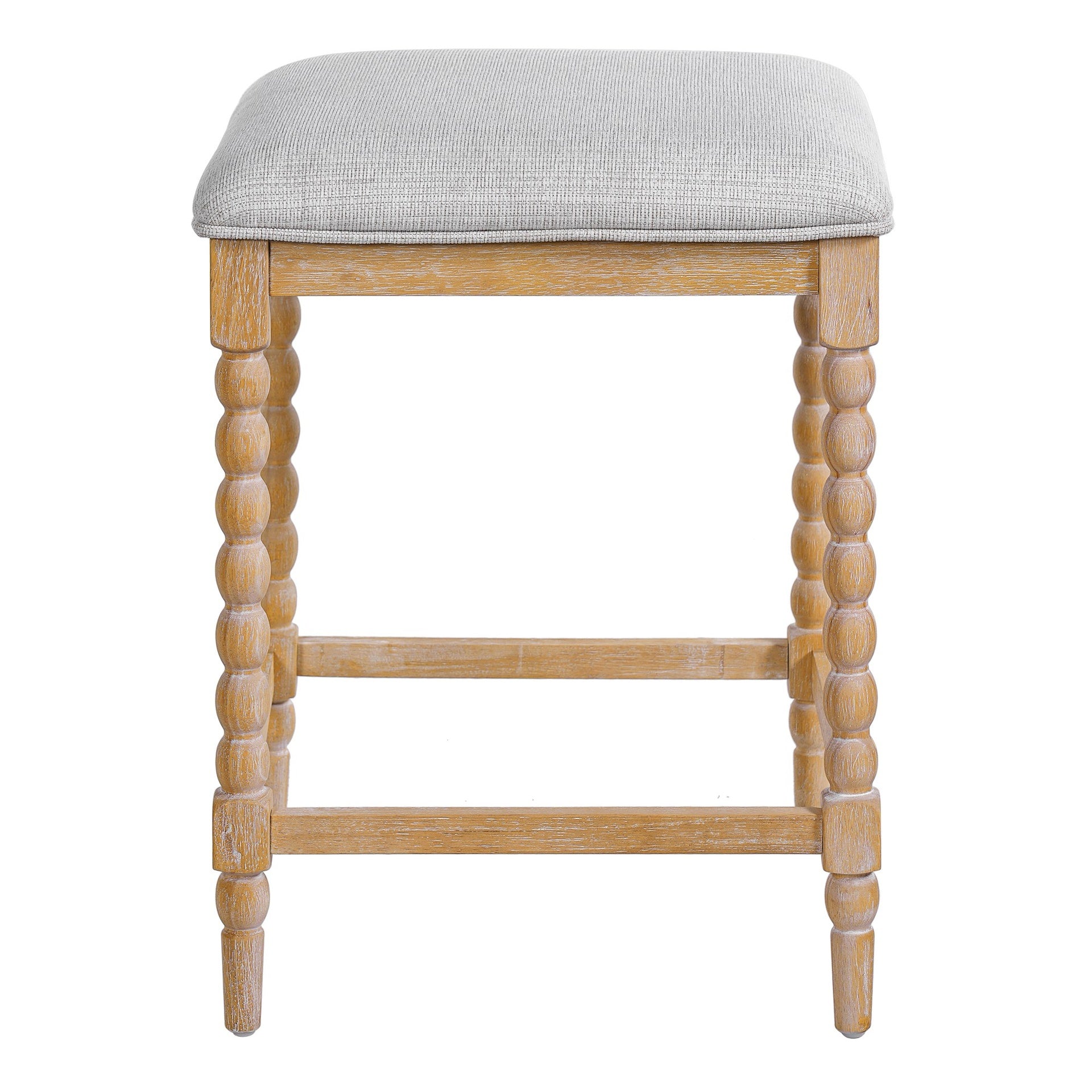 26''Counter Stools,Set of 2 with Upholstered Seat, Solid Acacia wood Frame, Foam-Padded Seat, Open Airy Design for Kitchen Island and Bar, Natural