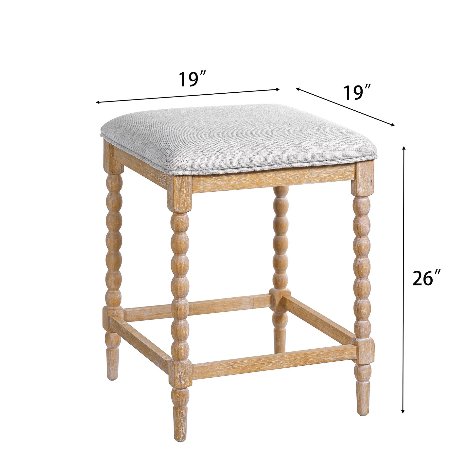 26''Counter Stools,Set of 2 with Upholstered Seat, Solid Acacia wood Frame, Foam-Padded Seat, Open Airy Design for Kitchen Island and Bar, Natural