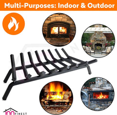 Fireplace Grate,Fireplace Log Holder,Heavy Duty Solid Cast Iron FIrewood Log Burning Rack for Inside The Fireplace Accessories Outood Fire Pit Kindling Fireplace Tools (33 inch)