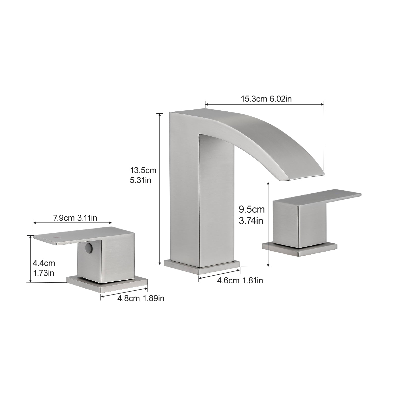 Bathroom Stainless Steel Faucets for Sink 3 Hole Brushed Nickel 8 inch Widespread Bathroom Sink Faucet Double Lever Handle Faucet Bathroom Vanity Faucet Basin Mixer Tap Faucet with Hose