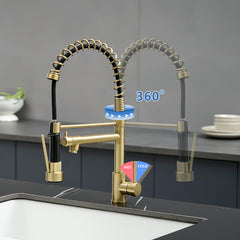 Commercial Kitchen Faucet with Pull Down Sprayer, Stainless Steel Single Handle Single Lever Kitchen Sink Faucet