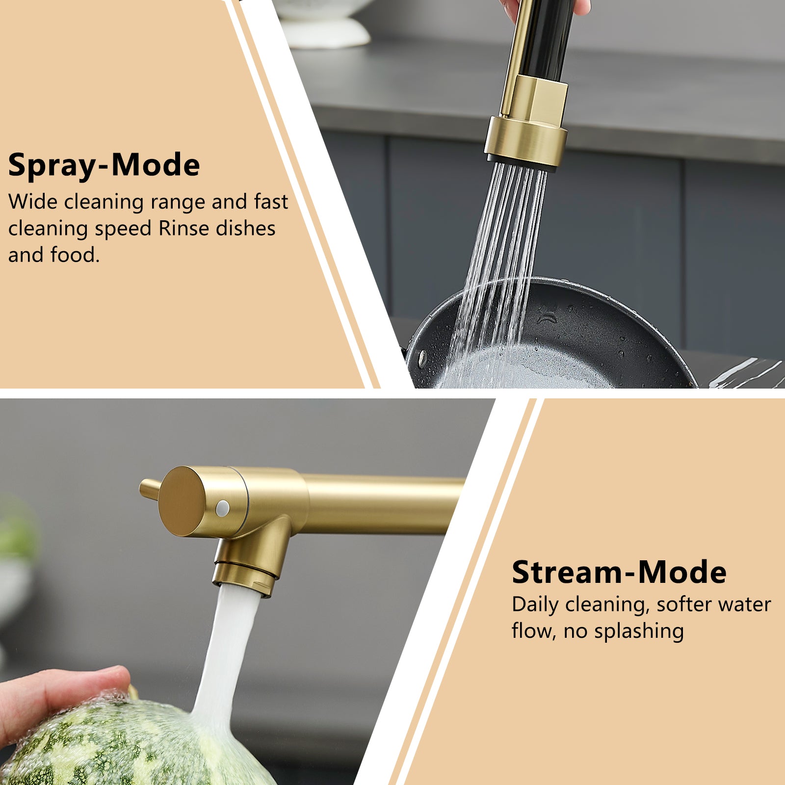 Commercial Kitchen Faucet with Pull Down Sprayer, Stainless Steel Single Handle Single Lever Kitchen Sink Faucet