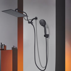 Black shower System 12 Inch Bathroom Luxury Rain Mixer Shower Combo Set Wall Mounted Rainfall Shower Head and Handheld System Shower Faucet Set