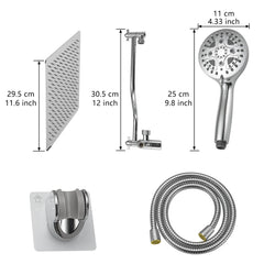 Chrome shower System 12 Inch Bathroom Luxury Rain Mixer Shower Combo Set Wall Mounted Rainfall Shower Head and Handheld System Shower Faucet Set