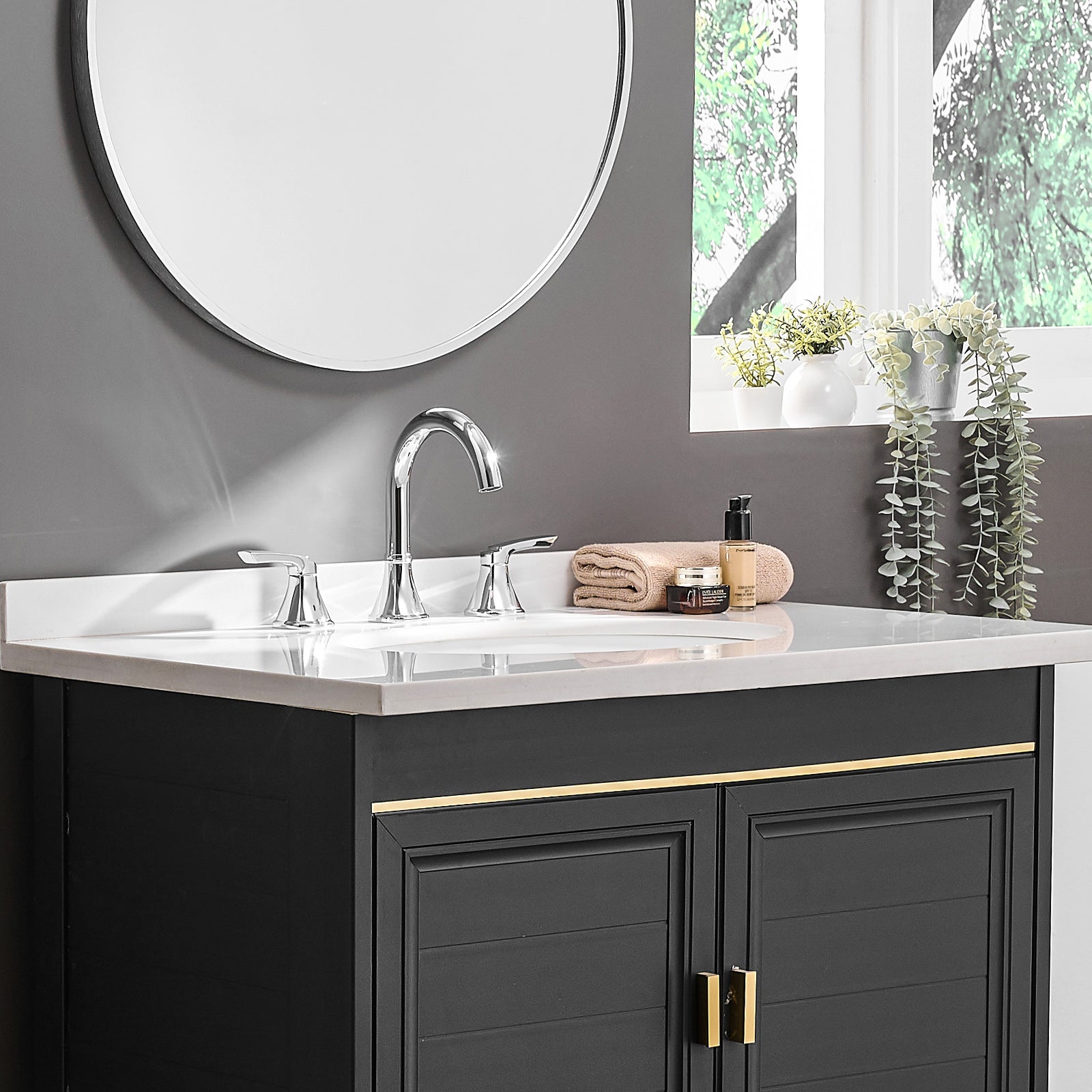Bathroom Stainless Steel Faucets for Sink 3 Hole Chrome 8 inch Widespread Bathroom Sink Faucet Double Lever Handle Faucet Bathroom Vanity Faucet Basin Mixer Tap Faucet with Pop-Up Drain