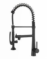 Heavy Duty Commercial Style Kitchen Sink Faucet, Single Handle Pre-Rinse Spring Sprayer Kitchen Faucets, High Arc Pull Down Matte Black Kitchen Faucet