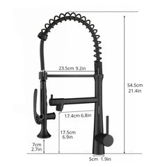 Heavy Duty Commercial Style Kitchen Sink Faucet, Single Handle Pre-Rinse Spring Sprayer Kitchen Faucets, High Arc Pull Down Matte Black Kitchen Faucet