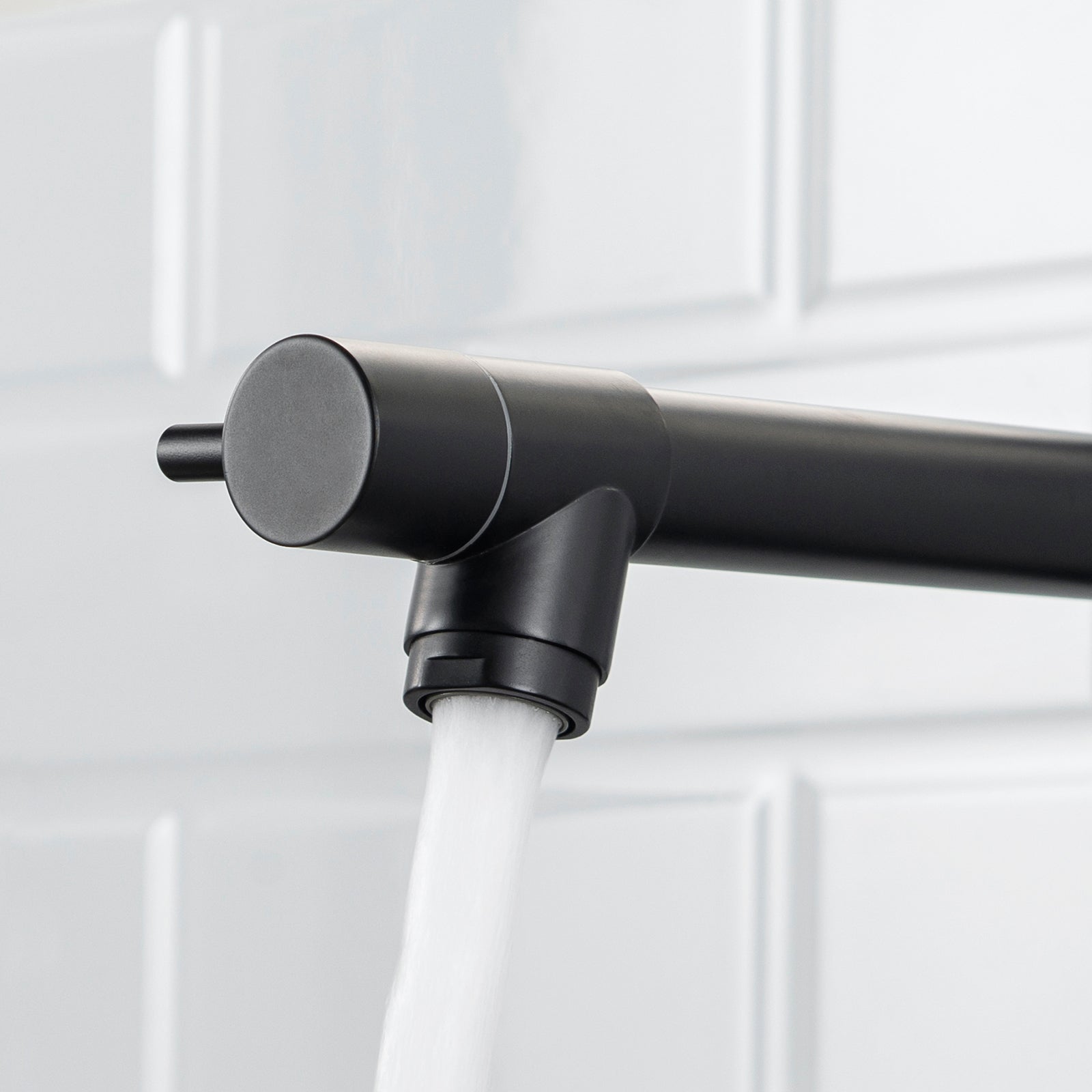 Heavy Duty Commercial Style Kitchen Sink Faucet, Single Handle Pre-Rinse Spring Sprayer Kitchen Faucets, High Arc Pull Down Matte Black Kitchen Faucet