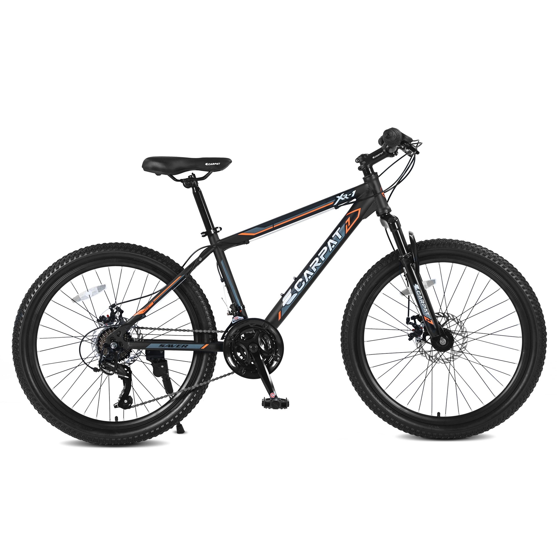 24 Inch Mountain Bike Boys Girls, Steel Frame, Shimano 21 Speed Mountain Bicycle with Daul Disc Brakes and Front Suspension MTB