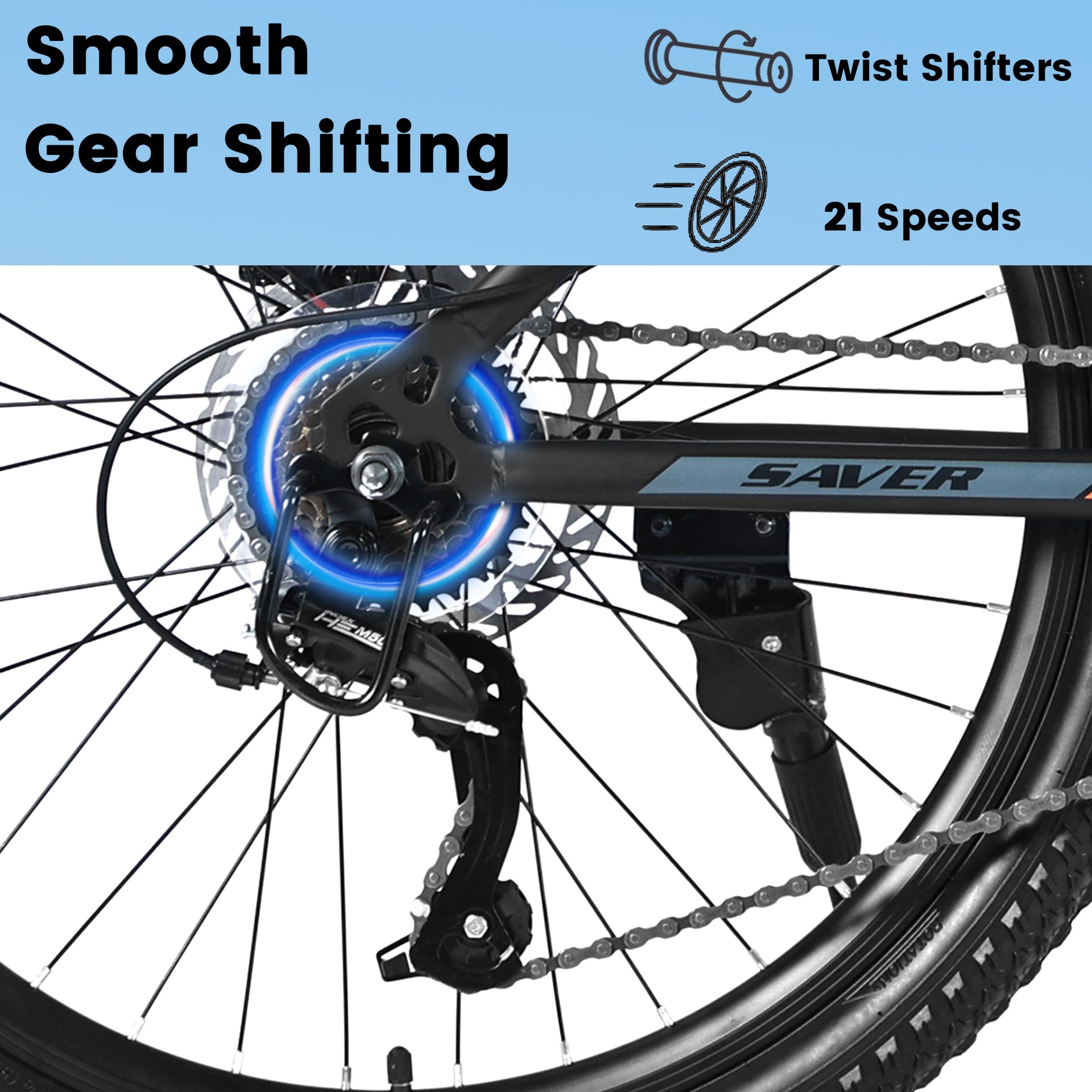 24 Inch Mountain Bike Boys Girls, Steel Frame, Shimano 21 Speed Mountain Bicycle with Daul Disc Brakes and Front Suspension MTB