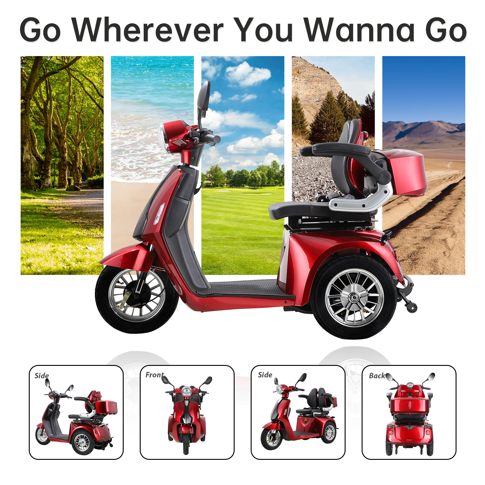 Mobility Scooters for Seniors   800W All Terrain Electric Powered Mobility Cart   Heavy Duty Mobility Scooter