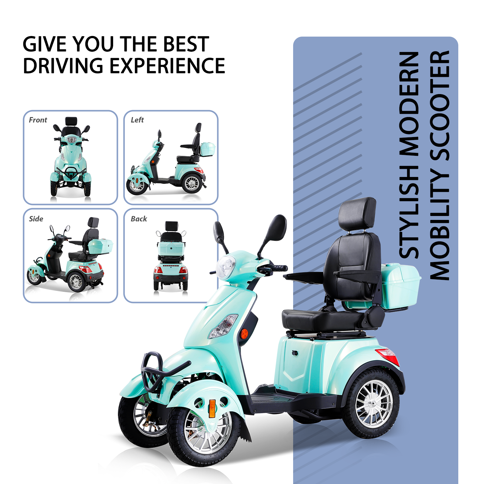 Mobility Scooters for Seniors  500lbs Capacity  800W All Terrain Electric Powered Mobility Cart   Heavy Duty Mobility Scooter
