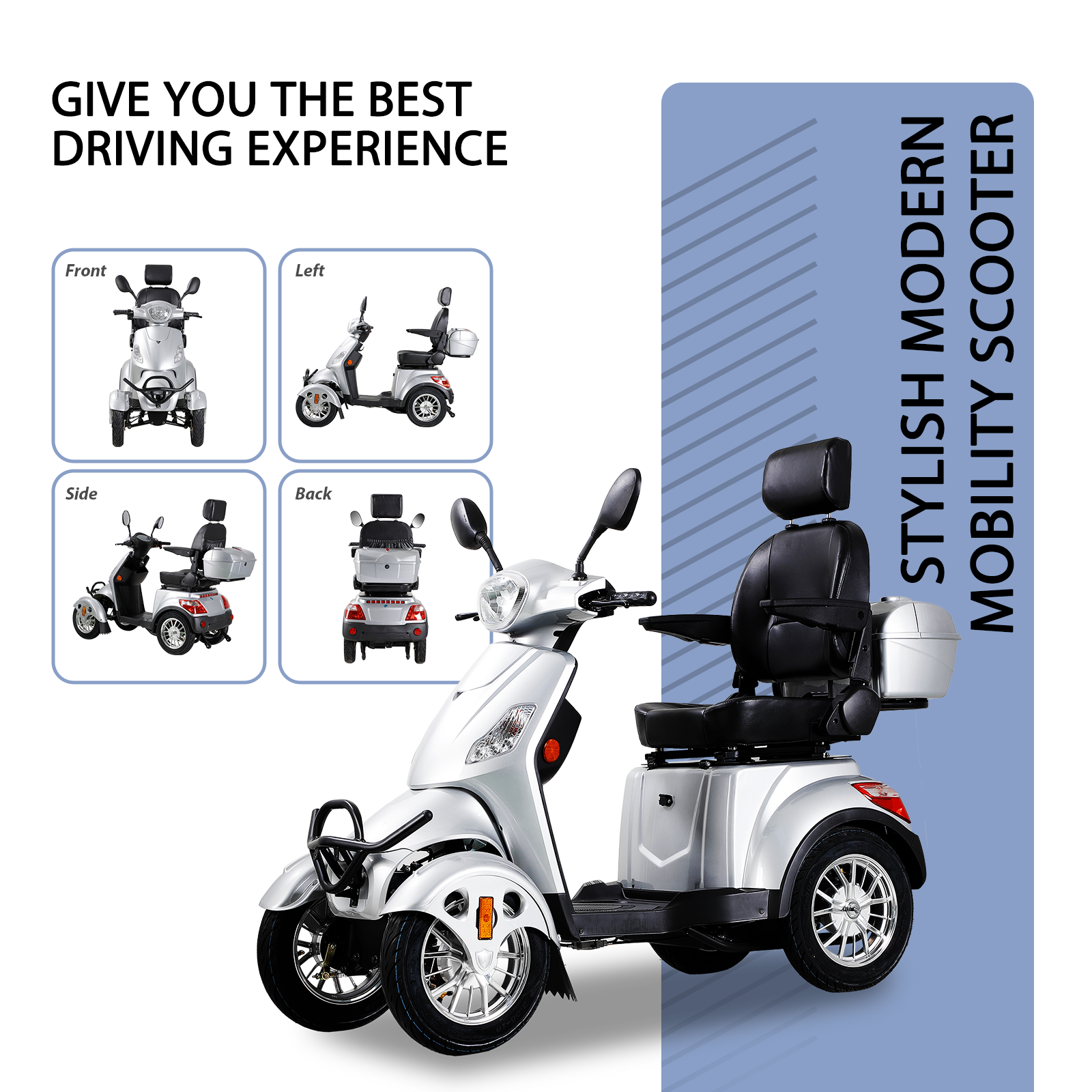 Mobility Scooters for Seniors  500lbs Capacity  800W All Terrain Electric Powered Mobility Cart   Heavy Duty Mobility Scooter