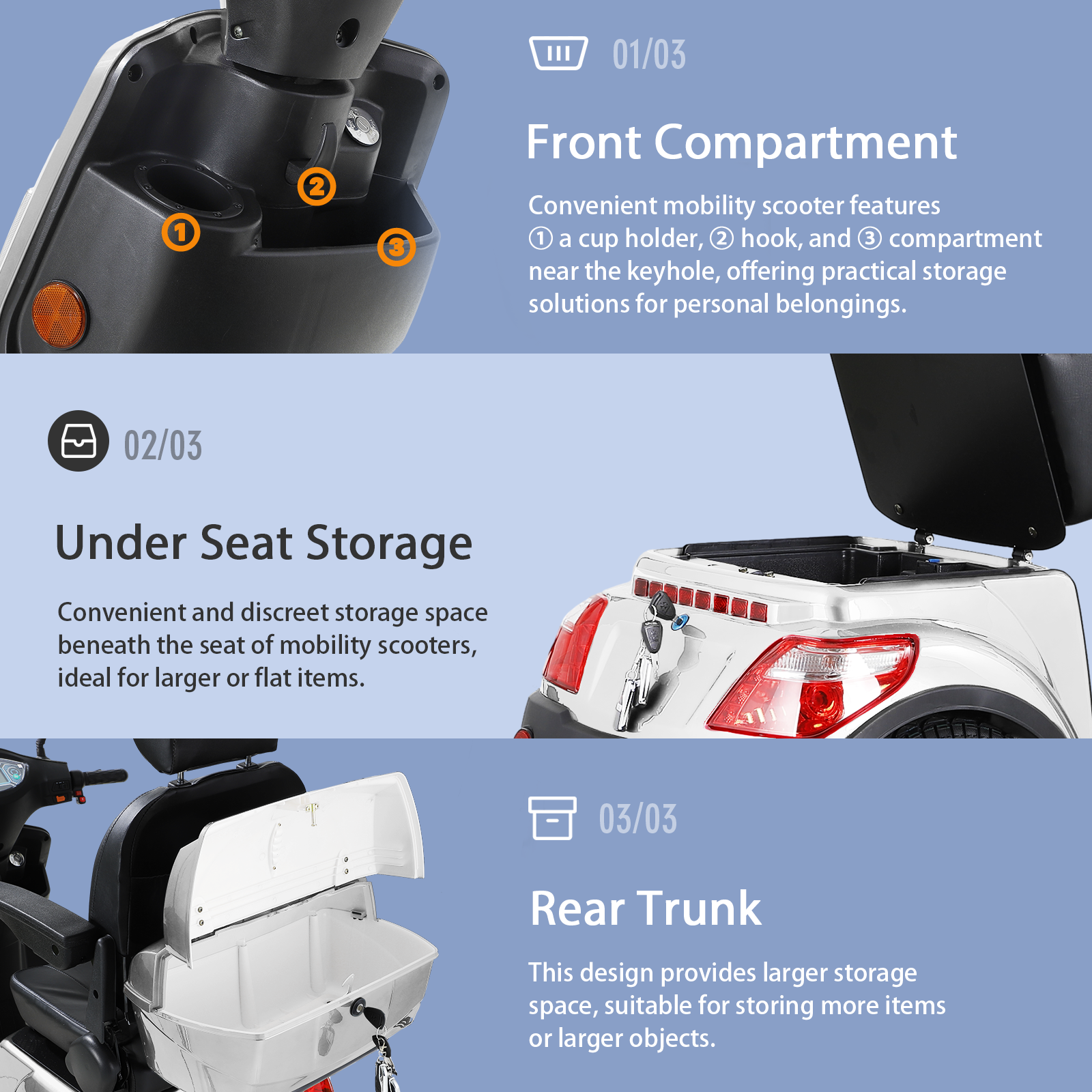 Mobility Scooters for Seniors  500lbs Capacity  800W All Terrain Electric Powered Mobility Cart   Heavy Duty Mobility Scooter