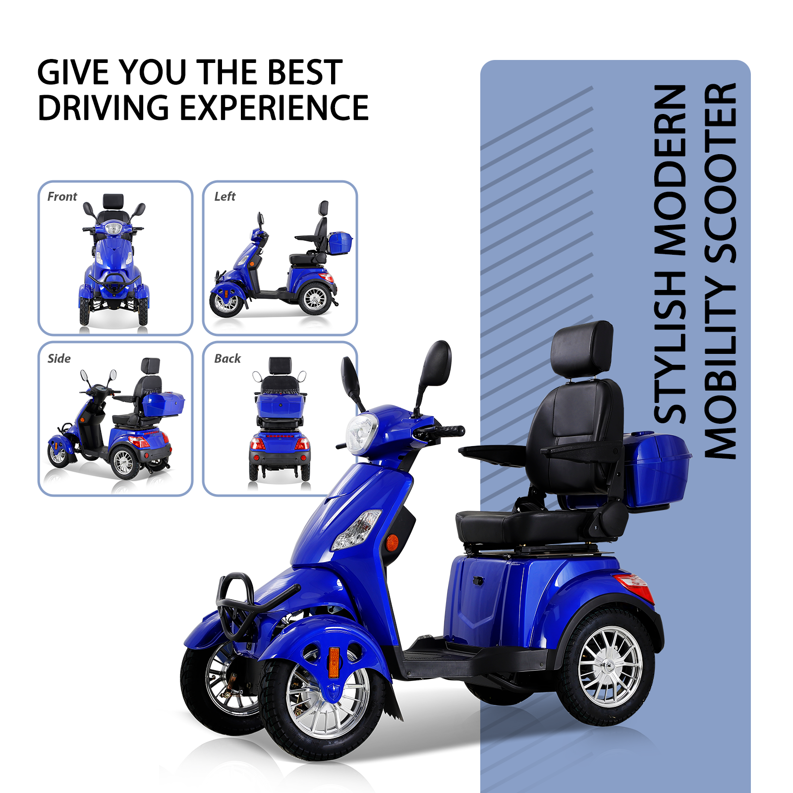 Mobility Scooters for Seniors  500lbs Capacity  800W All Terrain Electric Powered Mobility Cart   Heavy Duty Mobility Scooter