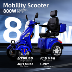 Mobility Scooters for Seniors  500lbs Capacity  800W All Terrain Electric Powered Mobility Cart   Heavy Duty Mobility Scooter