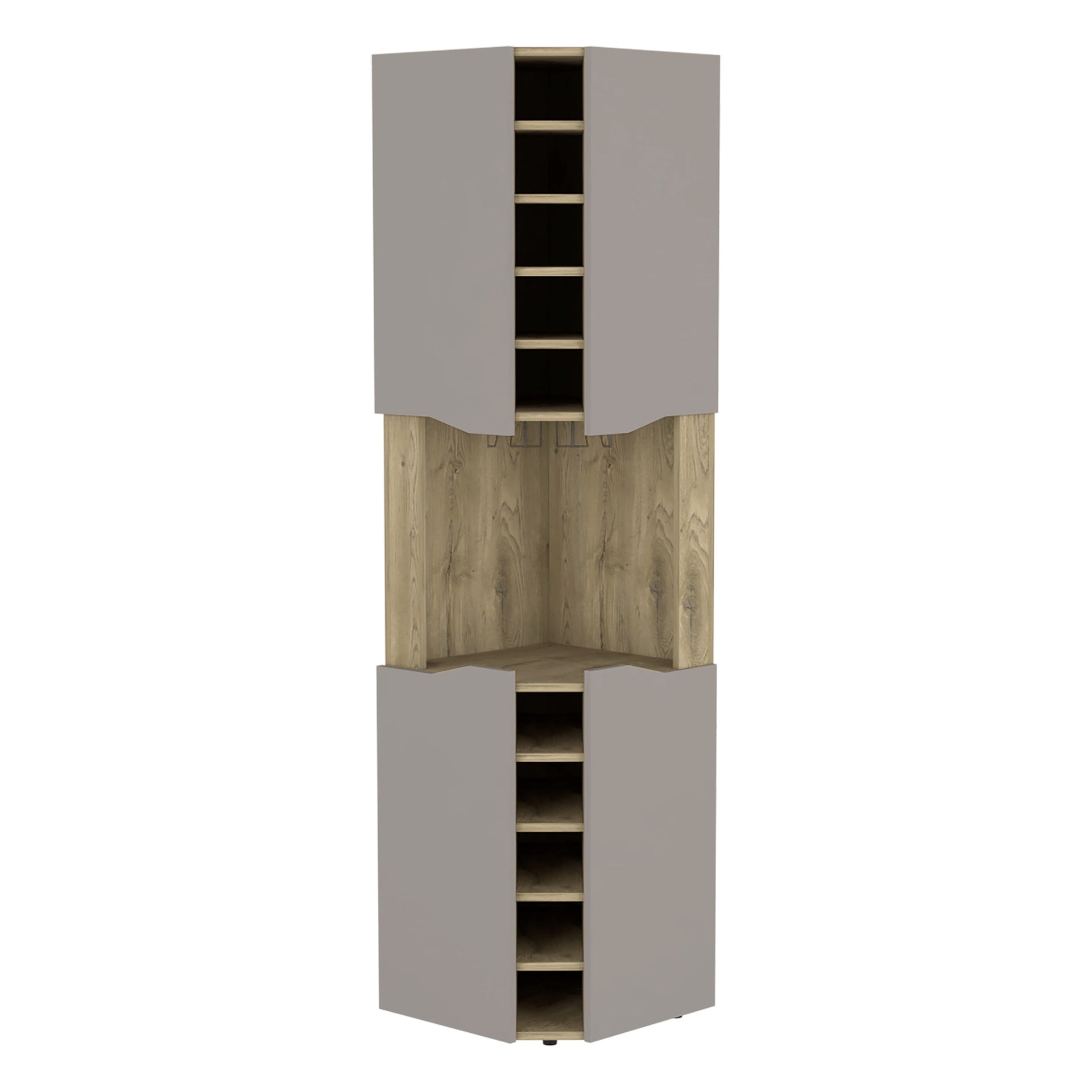 Corner Bar Cabinet Bell, Living Room, Aged Oak / Taupe