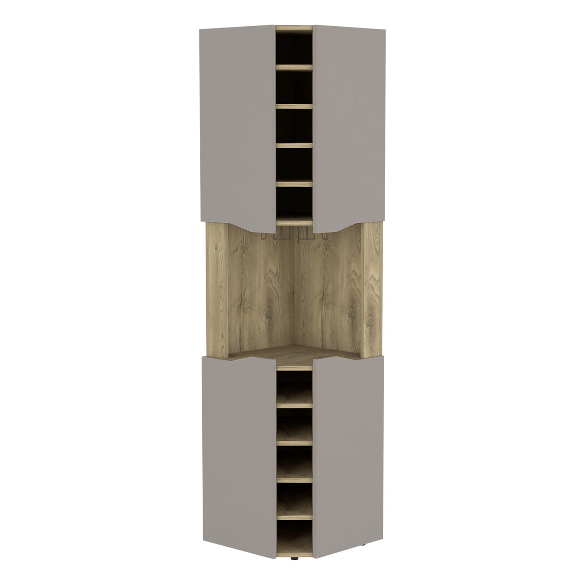 Corner Bar Cabinet Bell, Living Room, Aged Oak / Taupe